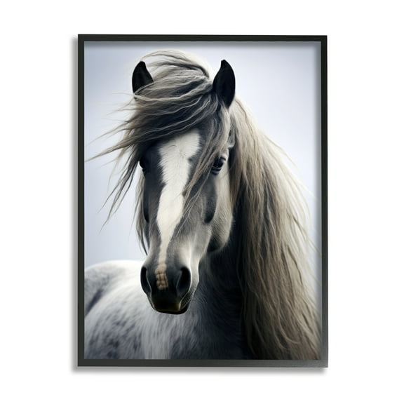 Stupell Industries Windblown Horse Mane Animals & Insects Photography Black Framed Art Print Wall Art, 11 x 14
