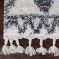 thumbnail image 3 of Boho Tribal Geometric Shag Indoor Tassel Area Rug, Black/Cream, 8' x 10', 3 of 8