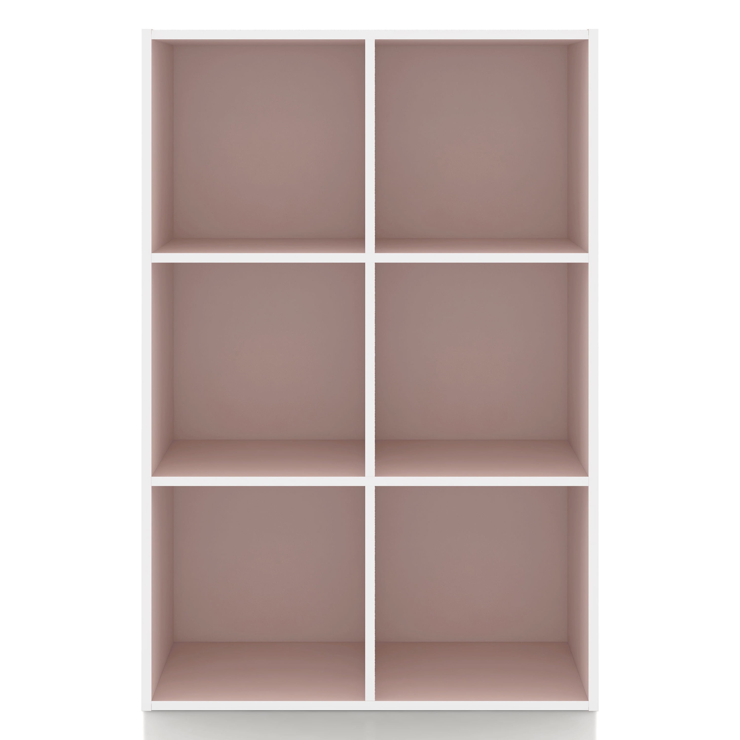 Furniture of America Brooks Stackable 6-Cube Wood Light Pink Kids Bookcase