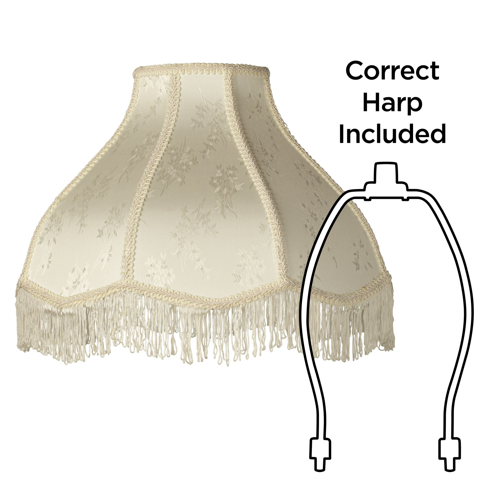 Springcrest Set of 2 Scallop Dome Lamp Shades Cream Large 6" Top x 17" Bottom x 11" High Spider Replacement Harp and Finial Fitting