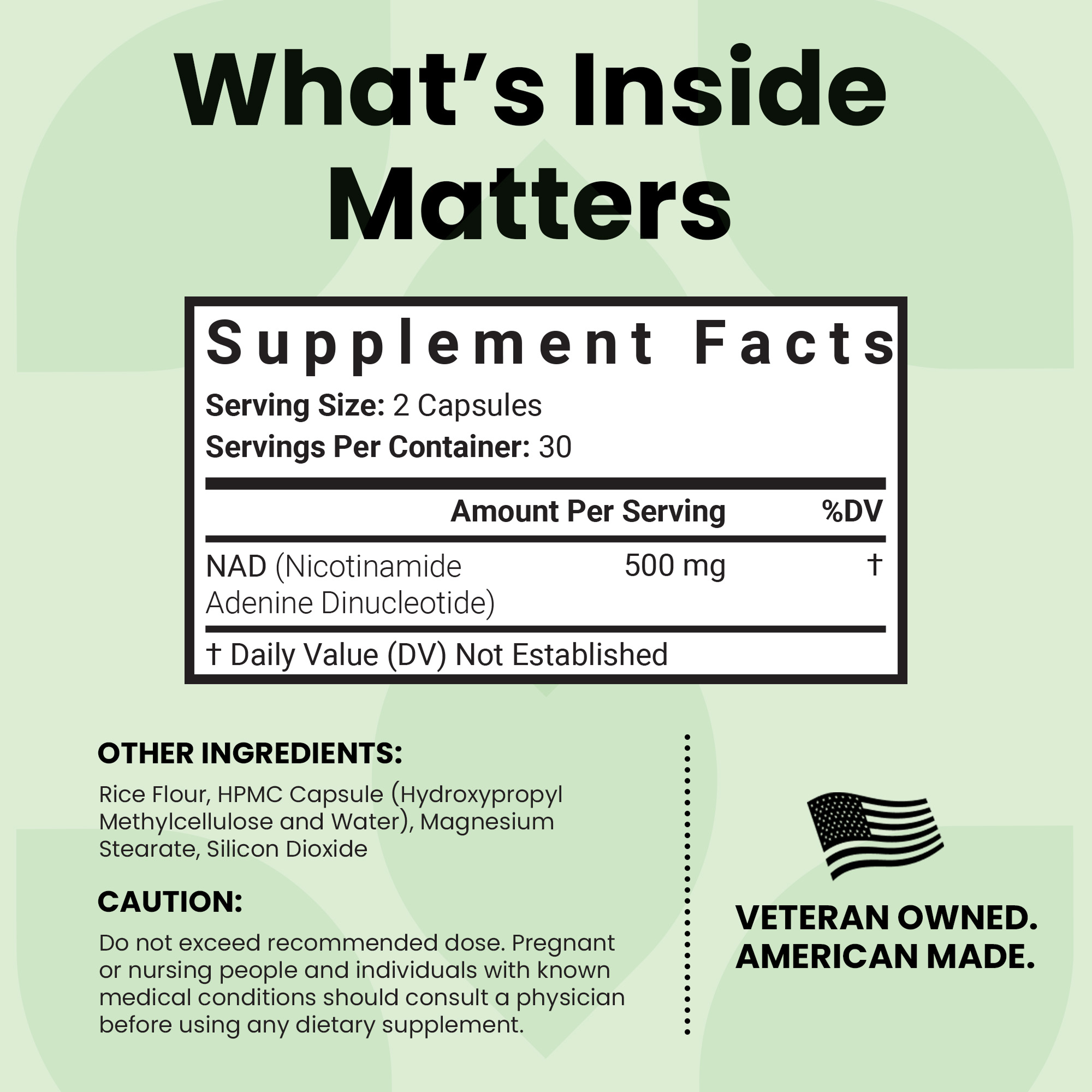 Luma Nutrition NAD+ Supplement 500mg Per Serving (250mg per Capsule) – Aging Plus Energy, Metabolism & Cellular Support – Pure NAD Supplements for Women & Men, Made in USA