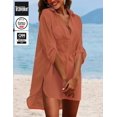 thumbnail image 2 of Ekouaer Beach Cover Ups for Women V Neck Bathing Suit Cover Up Bikini Swimsuit Coverup Beach Dress Shirt Caramel, 2 of 4