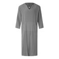 thumbnail image 3 of Mens Casual Button Down Shirts Arabia Long Sleeve Pocket Loose Robe Robe Solid Outwear, 3 of 4