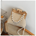 thumbnail image 2 of Women's Straw Beach Pearl Chain Woven Shoulder Bag, 2 of 6