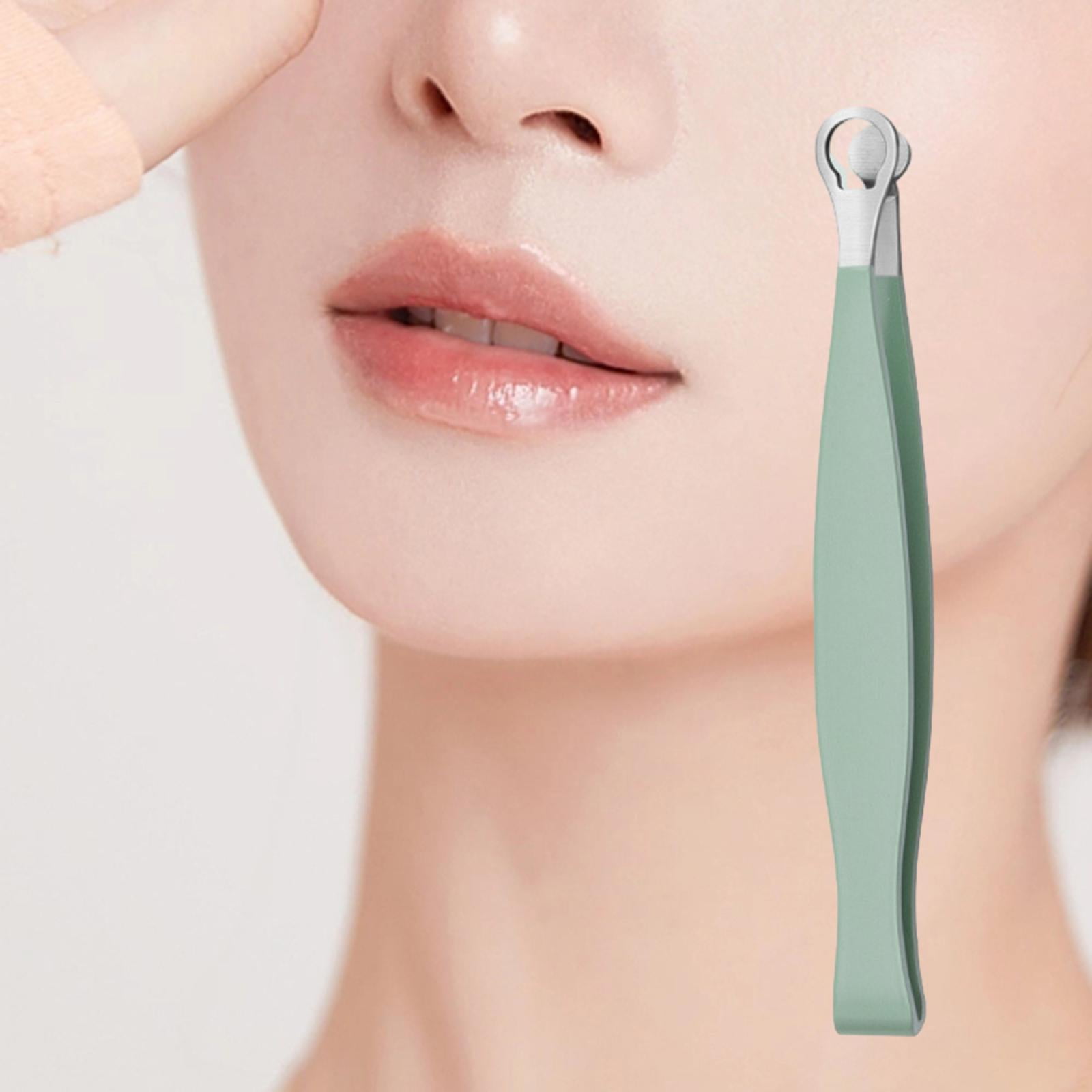 TOOYFUL 4xUniversal Nose Hair Trimming Tweezers Round Tipped Tweezers for Eyebrow Hair Green