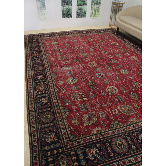 Fine VTG Clare Pink/Navy Rug, 9'6" x 13'0"