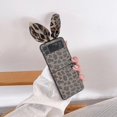 thumbnail image 2 of Lindo Estuche Rígido de Pu con Orejas de Conejo de Leopardo Compatible con Samsung Galaxy Z Flip 3 kaili Sencillez, 2 of 5