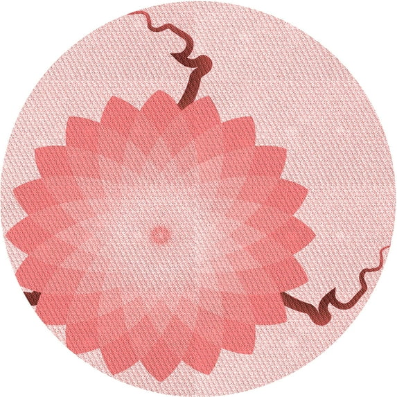 Ahgly Company Indoor Round Patterned Light Red Pink Area Rugs, 5' Round