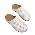 thumbnail image 4 of Womems Slippers Women's Fashion Casual Hollow Solid Color Baotou Sandals Thick Bottom Half Slippers Wedge Heels,White,38, 4 of 9