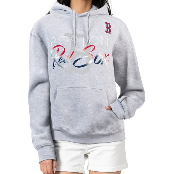 Women's G-III 4Her by Carl Banks Heather Gray Boston Red Sox Shadow Logo Graphic Pullover Hoodie