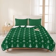 thumbnail image 3 of Quilts Queen Size Bedding Set, Green Christmas Lightweight Quilted Comforter, Xmas Pine Trees Dots Modern Minimalist Soft Reversible Bedspread Coverlet with Pillow Covers for All Season, 90" x 96", 3 of 9