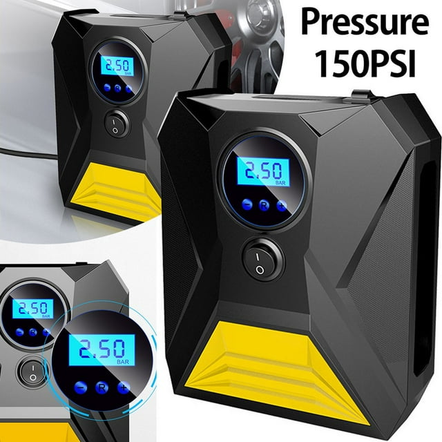 MesaSe Car Tire Inflator 150PSI Electric Air Compressor Portable Mini Tire Pump With 3 Nozzles Digital Display Automatic Tire Pump Auto Shut Off For Bicycle Motorcycle