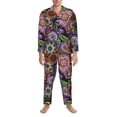 thumbnail image 4 of Kll Vintage Floral Sleepwear Mens Flannel Pajamas,Long Cotton Pj Set, 4 of 9