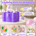 Purple 4-in-1 Triple Nozzle Electric Balloon Pump for All Balloon Types ...
