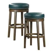 OakvillePark Muny Round Swivel Pub Height Barstool (Set of 2), Green
