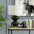 thumbnail image 3 of Henn&Hart 14"W Modern Metal Table Lamp in Matte Black/Brass Finish, 3 of 8