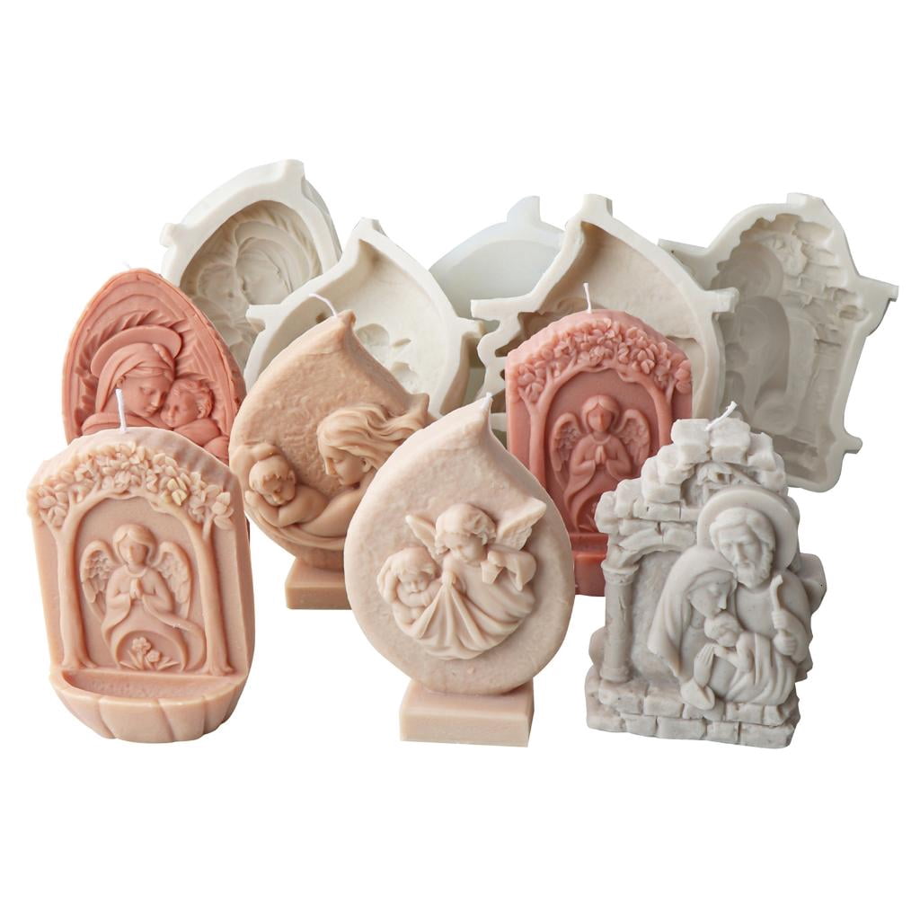 Osdhezcn Statues Moulds Religious Candle Making Molds Sculpture Molds Silicone Texture