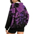 thumbnail image 2 of COEQINE Full Zip Up Jacket Oversized Fashion Sweatshirts Long Sleeve Women's Hoodie with Pockets Y2K Bat Purple Print Drawstring Casual Wear, 4XL, 2 of 7