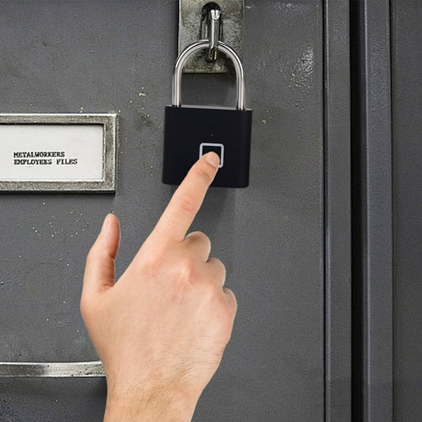 Candado Digital con Huella Dactilar Ltp240829002 | Candado de Seguridad Portátil de Aleación Recargable Por Usb para Taquillas de Gimnasio, Maletas, Mochilas y Armarios | Desbloqueo Rápido Sin Llave,