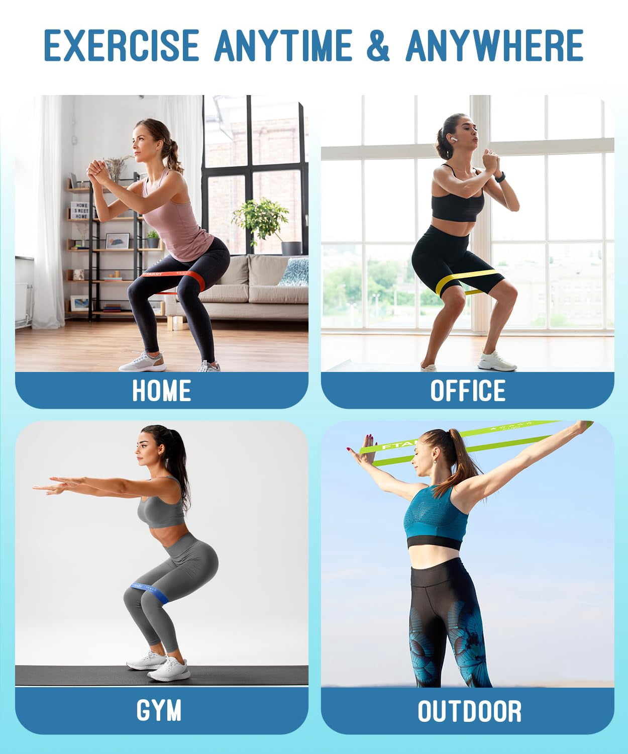Resistance Bands for Working Out, Exercise Bands with 5 Resistance Levels, Natural Latex Resistance Bands Designed for Home Fitness, Strength Training and Flexibility Exercises