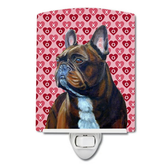 Caroline's Treasures LH9160CNL French Bulldog Hearts Love and Valentine's Day Portrait Ceramic Night Light, 6x4x3",