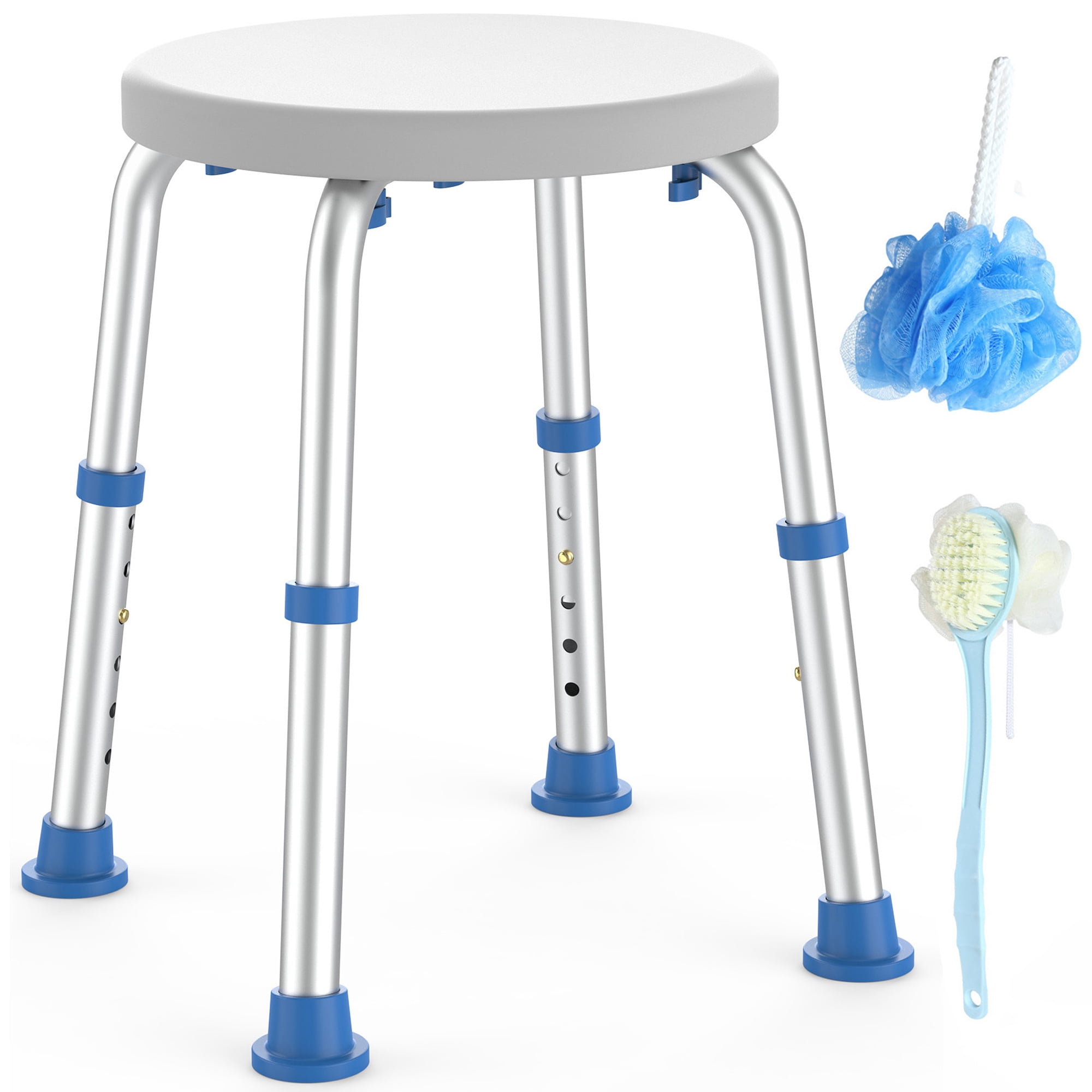 KEKOY Round Shower Stool for Inside Shower, FSA/HSA Eligible Adjustable Alloy Bath Chair, Tool-Free Bathroom Stool for Inside Tub, Bathroom Seat for Adults, Bath Chair for Seniors