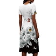 thumbnail image 6 of Minjewel Ladies Floral Casual Fashionable Short Sleeve V-Neck Dress for Spring Summer Women's Daily Casual Wear,Black,3XL, 6 of 6