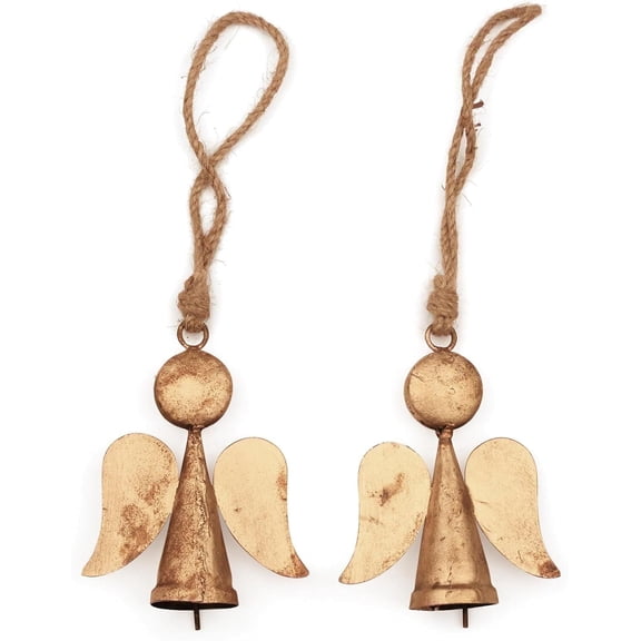 Vivanta 2 Pieces Christmas Decorations Angle Bells for Crafts, Home Decor, Christmas Bell 4.5", Gold