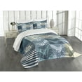 thumbnail image 3 of Ambesonne Nautical Quilted Bedspread Set 3 Pcs, Anchor Grunge Naval, King Size, Blue Beige, 3 of 5