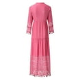 thumbnail image 5 of BLTIBY 2025 Women Boho Maxi Dresses Long Sleeve Summer Bohemian Solid Color Lace V Neck Straps Fashion Casual Loose Long Dress Pink L, 5 of 9