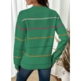 thumbnail image 3 of DOKOTOO Women's Colorful Stripes Sweater Crew Neck Fashion Green Knitted Sweaters, 3 of 9