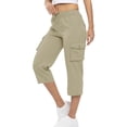 thumbnail image 2 of Pantalons Amples Femmes Capris Cargo Pantalons de Randonnée Taille Haute avec Poches Pantalons Femmes Kaki m, 2 of 6