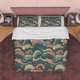 thumbnail image 1 of Juego de cama retro con diseño ondulado verde, funda nórdica de diseño abstracto, edredón boho, 1 of 6