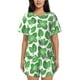 thumbnail image 1 of Fotbe Green Leaves Conjunto de Pijama Estampado para Mujer, 2 Piezas, Ropa de Dormir con Camiseta de Manga Corta y Shorts Suaves-4X-Large, 1 of 6