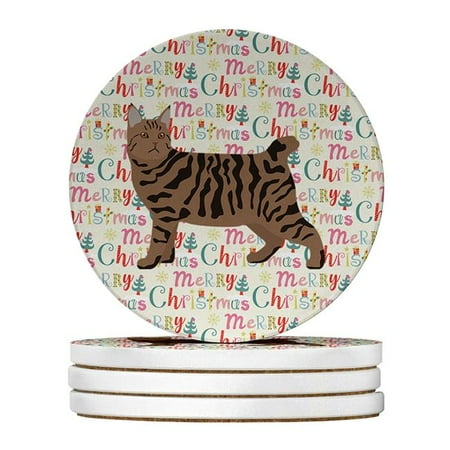 

Carolines Treasures WDK2609RCS4 4 x 4 in. Unisex Pixie Bob No.3 Cat Christmas Large Sandstone Coasters - Pack of 4