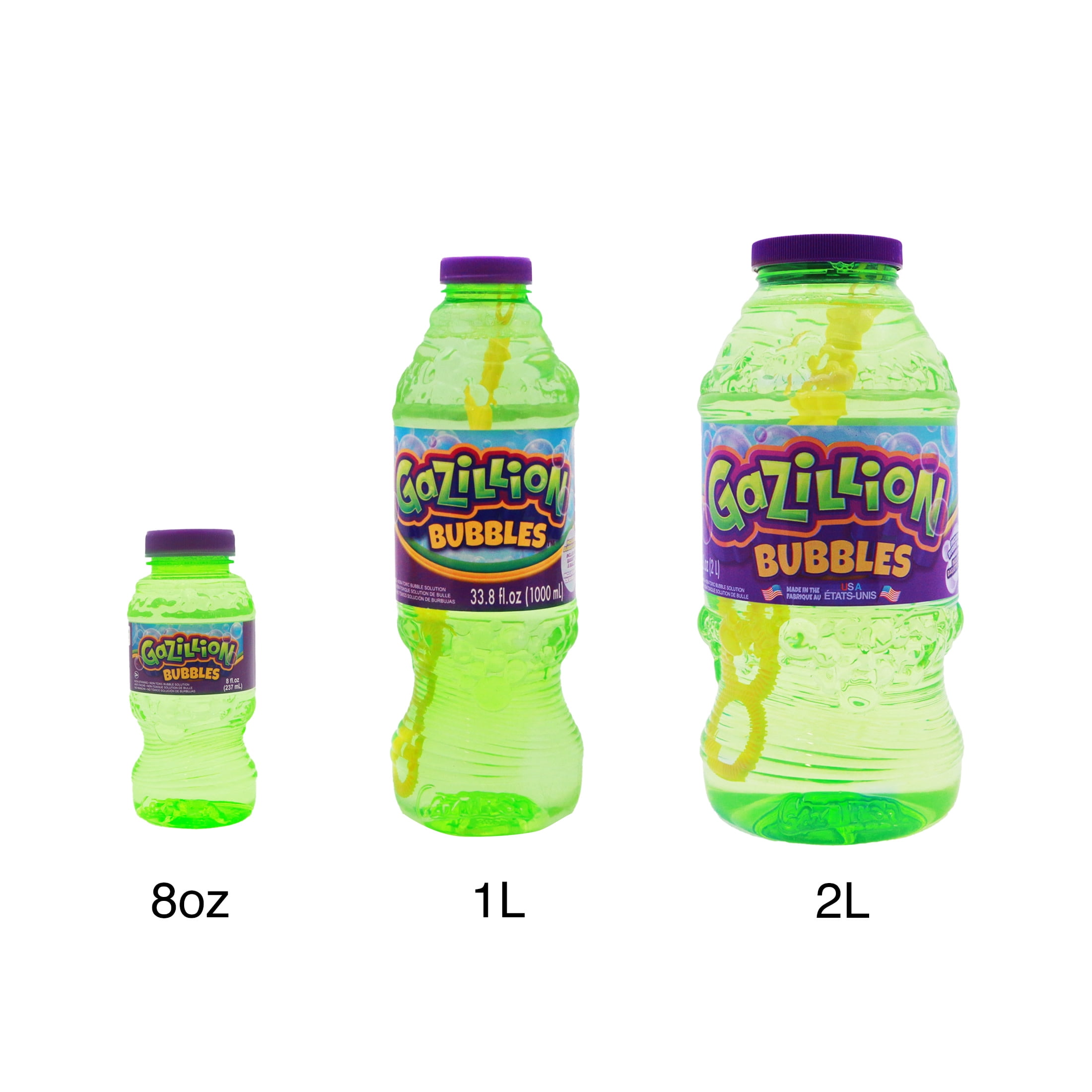 Gazillion Bubbles, Original Bubble Solution 2L - Create Bubbles with Premium Formula & 7-in-1 Bubble Wand - Non-Toxic & Safe