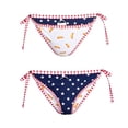 thumbnail image 2 of Women's Hot Dog Reversible Bikini Panties, Triangle Halter String High Cut Thong Reversible Bathing Suits, Flip from White Hot Dog Print to Blue Starry Sky (Panties, L), 2 of 15