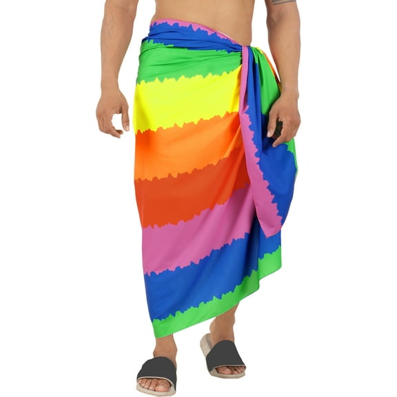 HAPPY BAY Men's Swim Trunk Bathing Suit Sarong Pareo Beach Wrap One Size Multi, Stripes Summer Vacation Party