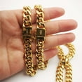 thumbnail image 6 of 18K Gold Plated Stainless Steel Miami Curb Cuban Chain Link Bracelet Casting Clasp Hip hop Men Jewelry Promotion GC, 6 of 6
