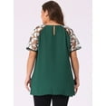 thumbnail image 4 of DARING DIVA Women's Plus Mesh Panel Crochet Raglan Sleeves Blouse 4X Dark Green, 4 of 6
