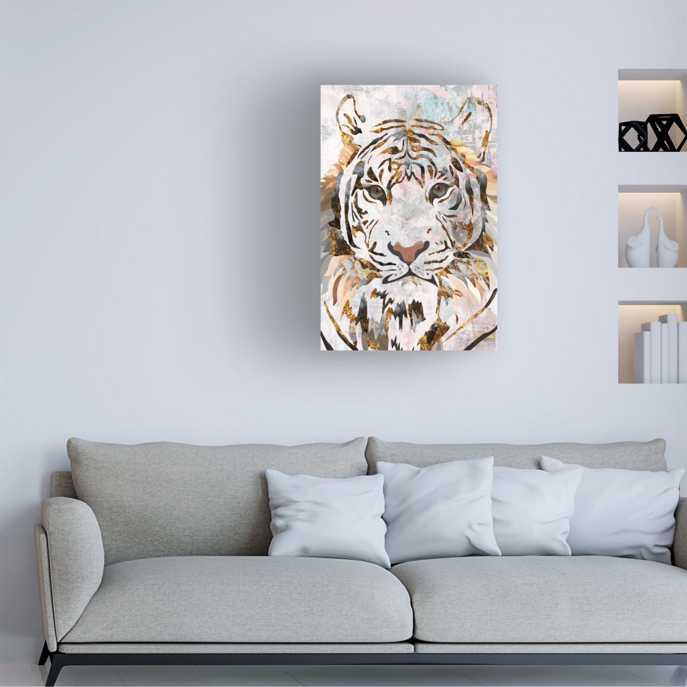 Trademark Fine Art Sarah Manovski Grunge Gold Tiger Canvas Wall Art