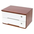 thumbnail image 5 of 2 Tiers Wooden Desktop Storage Box with 2 Lockable Drawers Office Supplies Flat File Cabinet for Office Study Desk Front Desk (Walnut White, 2 drawers), 5 of 23