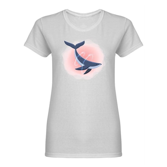 Animal Blue Watercolor Whale Shaped T-Shirt Women -Image by Shutterstock, Female Small