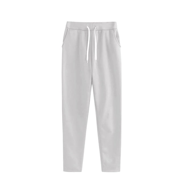 Ohufall Casual Plus Size Pants for Womens Solid Elastic Waist Drawstring Full Length Stretch Trousers Straight Leg Comfy Pockets Casual Pants Slacks, S-4XL
