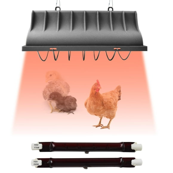 JUSONEY Chicken Coop Heater for Chicks, Brooder With 2 Heat Lamps (250W and 175W), Adjustable Temp & Height Box Supplies for Livestock Dogs Shee