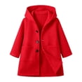 thumbnail image 4 of GiLiling Kids Toddler Boys and Girls Single Breasted Pea Coat Wool Blend Trench Coat Long Sleeve Mid Length Hooded Overcoat ﻿ (Red, 7-8 Years), 4 of 4