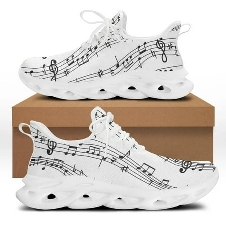 

Fashion Musical Notes Cartoon Pattern Female Flat Shoes Comfort Sport Sneakers for Women Lace up zapatillas hombre 2024