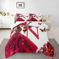 thumbnail image 1 of Erosebridal Ensemble de Couette Romantique Monogrammée N pour Lit Simple, Ensembles de Couette de Princesse de Rêve Taille Simple, Couette Réversible Rose Rouge, Décoration de Chambre Respirante, 2 Pcs, 1 of 7
