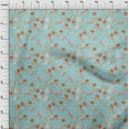 thumbnail image 3 of oneOone Cotton Jersey Sky Blue Fabric Flower & Leaves Watercolor Craft Project Decor Fabric Print By The Yard 58 Inche Wide, 3 of 4