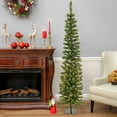 thumbnail image 3 of National Tree Company 6 ft. Pre-Lit Artificial Pencil Slim Christmas Tree, Green, Nooksack Fir, 250 Warm White LED Lights, Includes Stand, 3 of 4